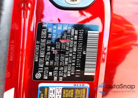 2017 Kia Sorento Lx z USA, uszkodzony, nr VIN 5XYPGDA52HG198405